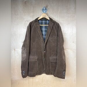 Vintage Hugo Boss Brown Corduroy Blazer with Plaid Lining